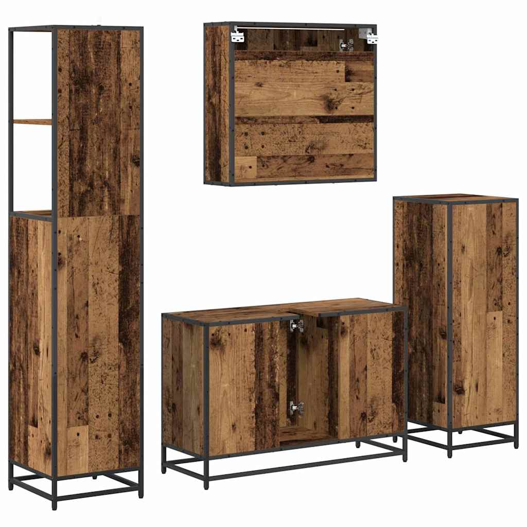 vidaXL Badezimmermöbel-Set mit Schubladen 4 pcs Altholz Holzwerkstoff