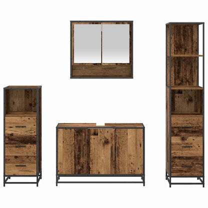 vidaXL Badezimmermöbel-Set mit Schubladen 4 pcs Altholz Holzwerkstoff