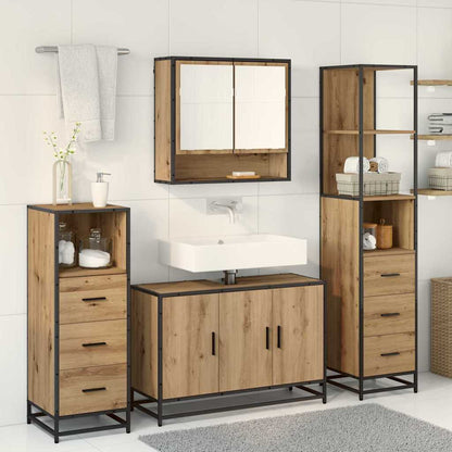 vidaXL Badezimmermöbel-Set mit Regal 4 pcs Artisan-Eiche Holzwerkstoff
