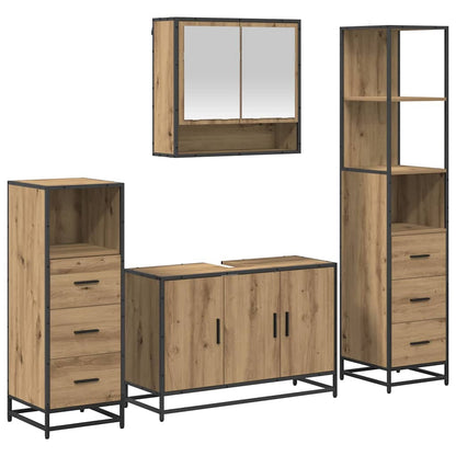 vidaXL Badezimmermöbel-Set mit Regal 4 pcs Artisan-Eiche Holzwerkstoff