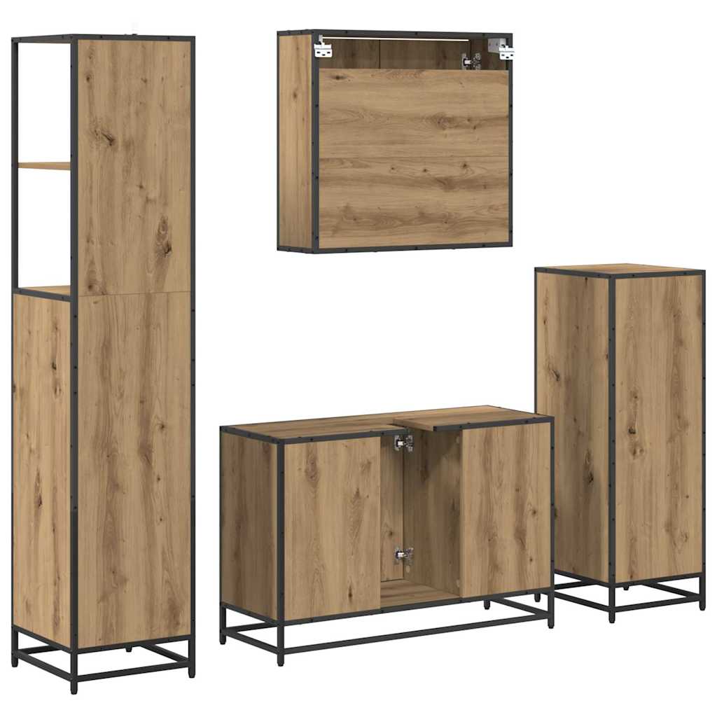 vidaXL Badezimmermöbel-Set mit Regal 4 pcs Artisan-Eiche Holzwerkstoff