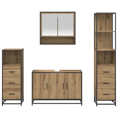 vidaXL Badezimmermöbel-Set mit Regal 4 pcs Artisan-Eiche Holzwerkstoff