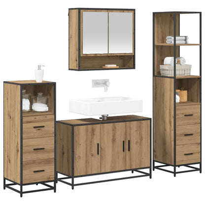 vidaXL Badezimmermöbel-Set mit Regal 4 pcs Artisan-Eiche Holzwerkstoff