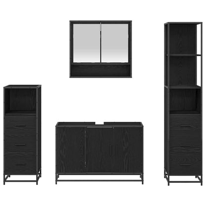 vidaXL Ensemble de meubles de salle de bain 4 pcs Noir aspect chêne Aggloméré