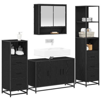 vidaXL Ensemble de meubles de salle de bain 4 pcs Noir aspect chêne Aggloméré