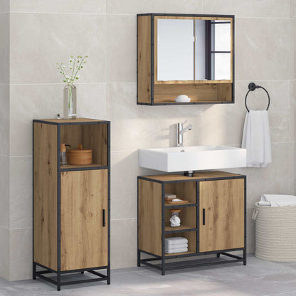 vidaXL Badezimmermöbel-Set mit Regal 3 pcs Artisan-Eiche Holzwerkstoff
