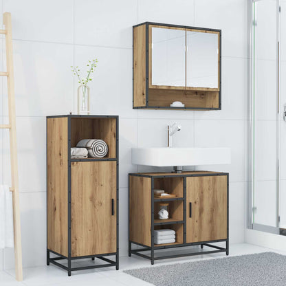 vidaXL Badezimmermöbel-Set mit Regal 3 pcs Artisan-Eiche Holzwerkstoff