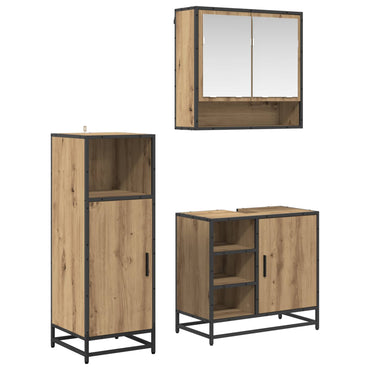 vidaXL Badezimmermöbel-Set mit Regal 3 pcs Artisan-Eiche Holzwerkstoff