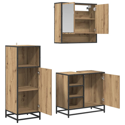 vidaXL Badezimmermöbel-Set mit Regal 3 pcs Artisan-Eiche Holzwerkstoff
