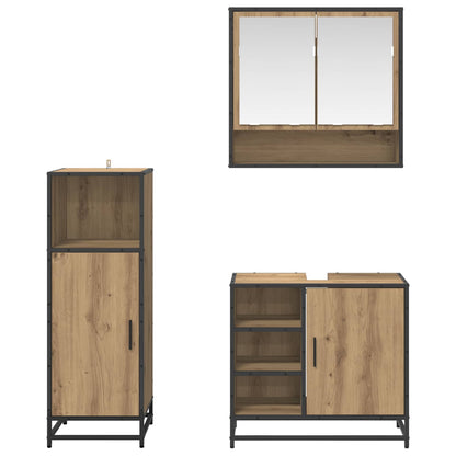 vidaXL Badezimmermöbel-Set mit Regal 3 pcs Artisan-Eiche Holzwerkstoff