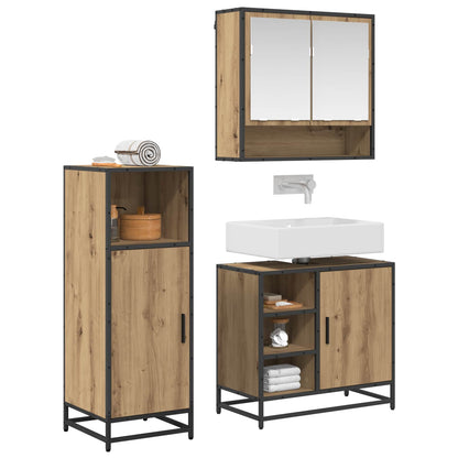vidaXL Badezimmermöbel-Set mit Regal 3 pcs Artisan-Eiche Holzwerkstoff