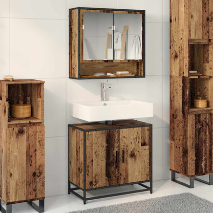 vidaXL Badezimmermöbel-Set mit Regal 2 pcs Altholz Holzwerkstoff