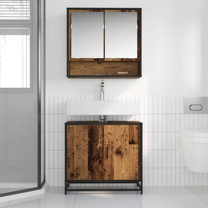 vidaXL Badezimmermöbel-Set mit Regal 2 pcs Altholz Holzwerkstoff
