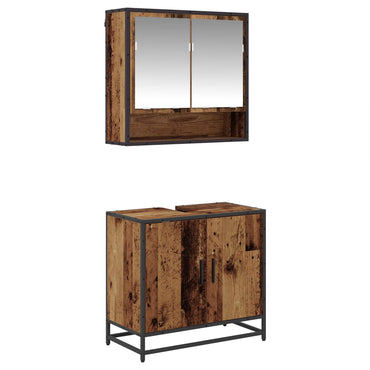 vidaXL Ensemble de meubles de salle de bain avec étagère 2 pcs Bois de récupération Bois d'ingénierie