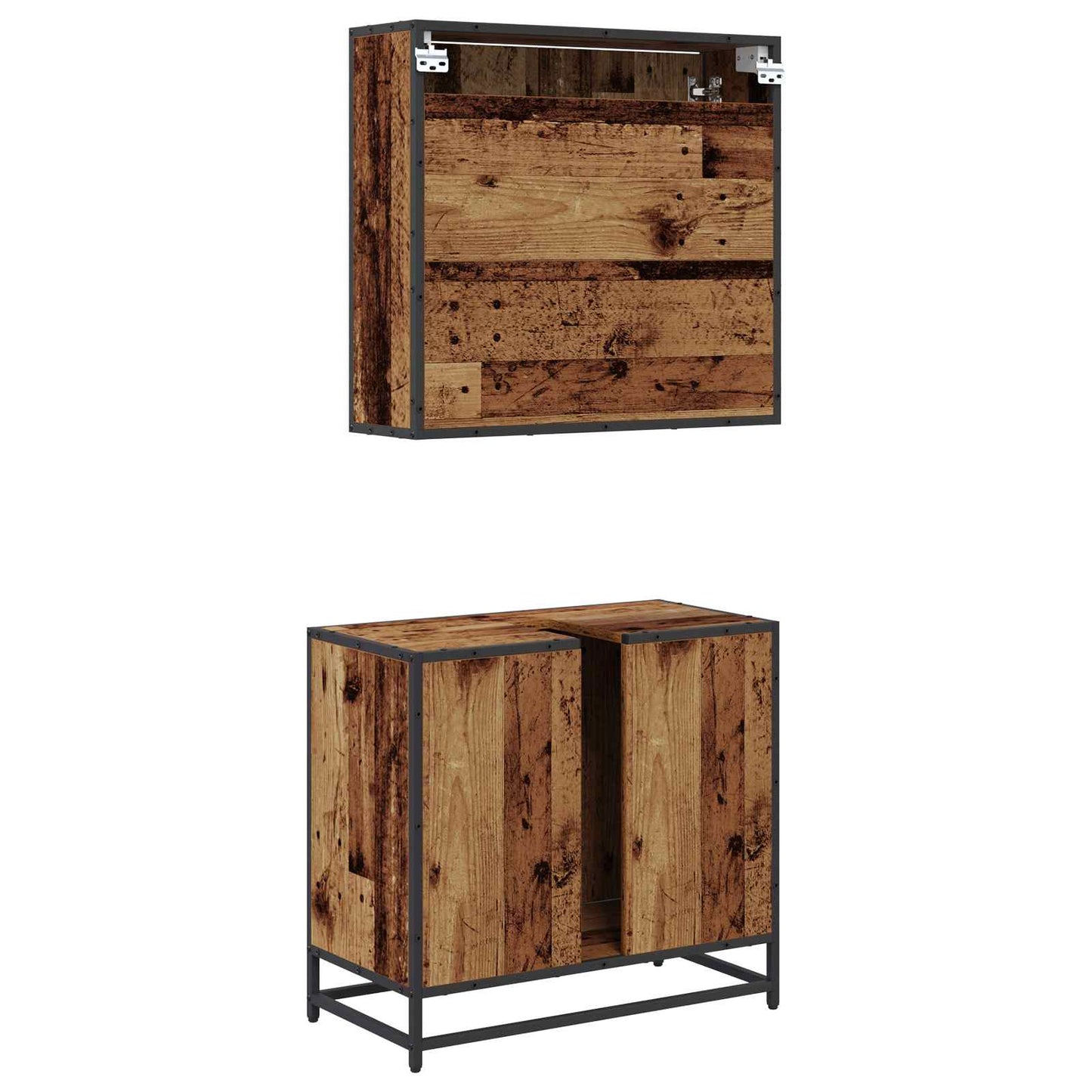 vidaXL Badezimmermöbel-Set mit Regal 2 pcs Altholz Holzwerkstoff
