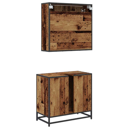 vidaXL Badezimmermöbel-Set mit Regal 2 pcs Altholz Holzwerkstoff