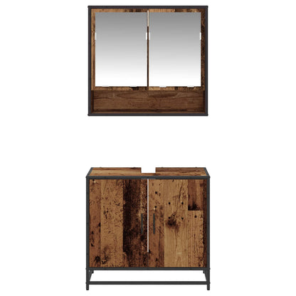 vidaXL Badezimmermöbel-Set mit Regal 2 pcs Altholz Holzwerkstoff