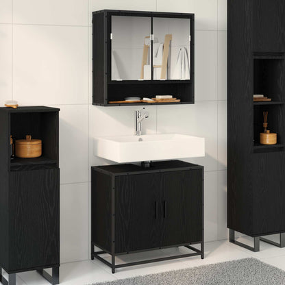 vidaXL Ensemble de meubles de salle de bain 2 pcs Noir aspect chêne Aggloméré