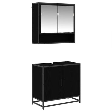 vidaXL Ensemble de meubles de salle de bain 2 pcs Noir aspect chêne Aggloméré