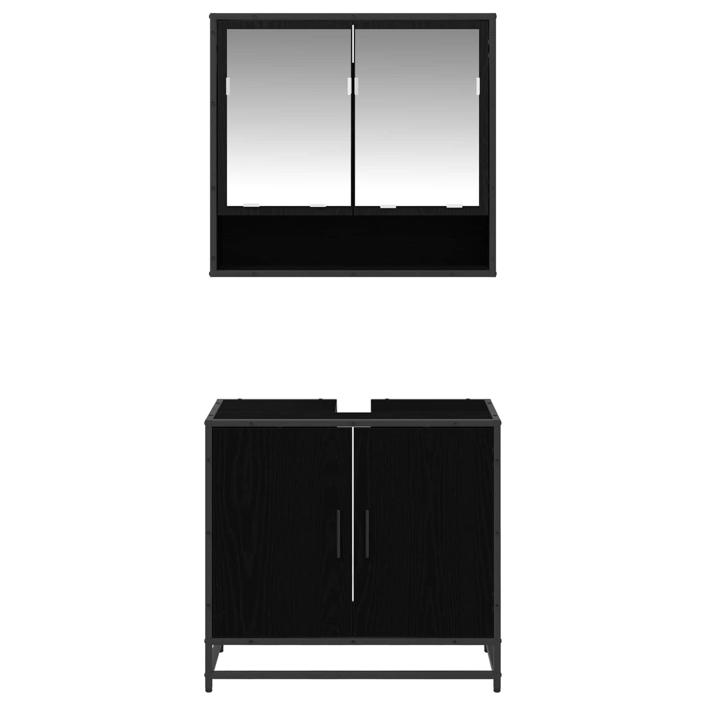 vidaXL Ensemble de meubles de salle de bain 2 pcs Noir aspect chêne Aggloméré