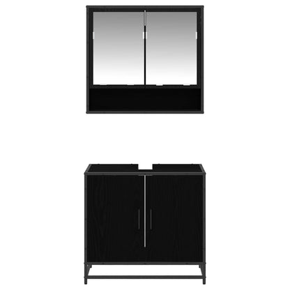 vidaXL Ensemble de meubles de salle de bain 2 pcs Noir aspect chêne Aggloméré