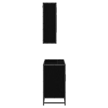 vidaXL Ensemble de meubles de salle de bain 2 pcs Noir aspect chêne Aggloméré