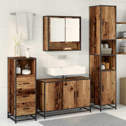 vidaXL Badezimmermöbel-Set mit Regal 3 pcs Altholz Holzwerkstoff
