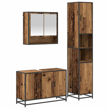 vidaXL Ensemble de meubles de salle de bain avec étagère 3 pcs Bois de récupération MDF