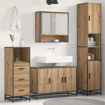vidaXL Ensemble de meubles de salle de bain avec étagère 3 pcs Chêne artisan Bois d'ingénierie