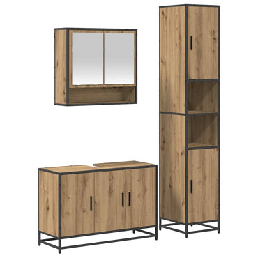 vidaXL Ensemble de meubles de salle de bain avec étagère 3 pcs Chêne artisan Bois d'ingénierie