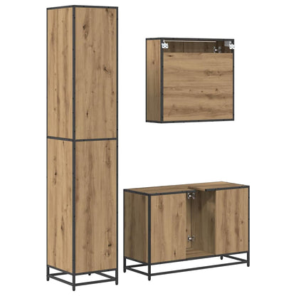 vidaXL Ensemble de meubles de salle de bain avec étagère 3 pcs Chêne artisan Bois d'ingénierie