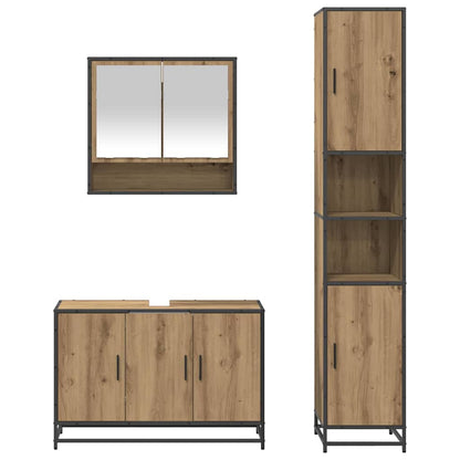 vidaXL Ensemble de meubles de salle de bain avec étagère 3 pcs Chêne artisan Bois d'ingénierie
