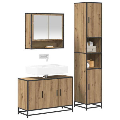 vidaXL Ensemble de meubles de salle de bain avec étagère 3 pcs Chêne artisan Bois d'ingénierie