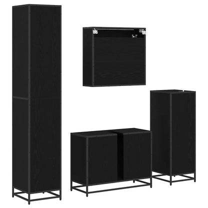 vidaXL Ensemble de meubles de salle de bain 4 pcs Noir aspect chêne Aggloméré