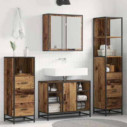 vidaXL Badezimmermöbel-Set mit Schubladen 4 pcs Altholz Holzwerkstoff