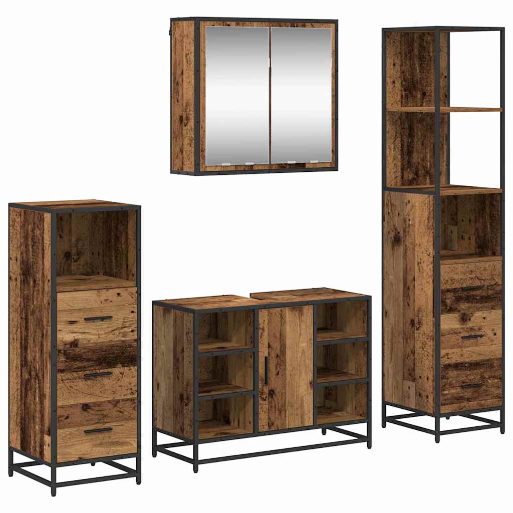 vidaXL Badezimmermöbel-Set mit Schubladen 4 pcs Altholz Holzwerkstoff