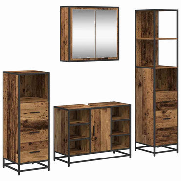 vidaXL Badezimmermöbel-Set mit Schubladen 4 pcs Altholz Holzwerkstoff