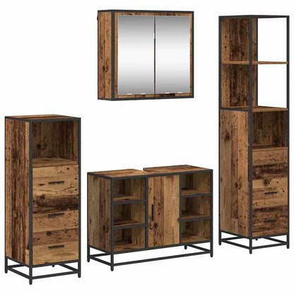 vidaXL Badezimmermöbel-Set mit Schubladen 4 pcs Altholz Holzwerkstoff