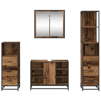 vidaXL Badezimmermöbel-Set mit Schubladen 4 pcs Altholz Holzwerkstoff