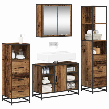 vidaXL Badezimmermöbel-Set mit Schubladen 4 pcs Altholz Holzwerkstoff