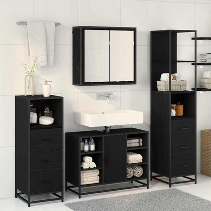 vidaXL Ensemble de meubles de salle de bain 4 pcs Noir aspect chêne Aggloméré