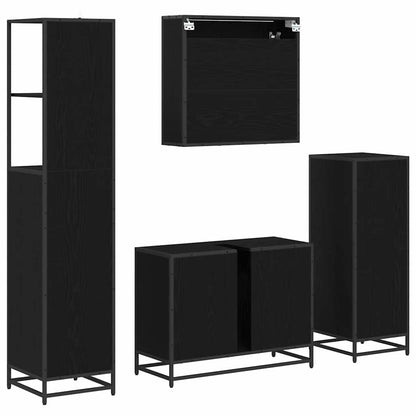 vidaXL Ensemble de meubles de salle de bain 4 pcs Noir aspect chêne Aggloméré