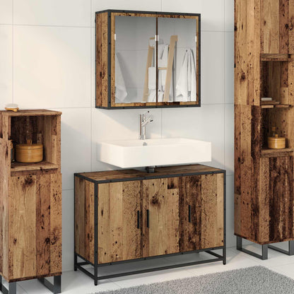 vidaXL Badezimmermöbel-Set mit Regal 2 pcs Altholz Holzwerkstoff