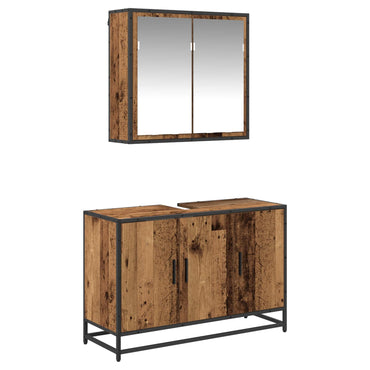 vidaXL Badezimmermöbel-Set mit Regal 2 pcs Altholz Holzwerkstoff