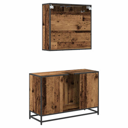 vidaXL Badezimmermöbel-Set mit Regal 2 pcs Altholz Holzwerkstoff