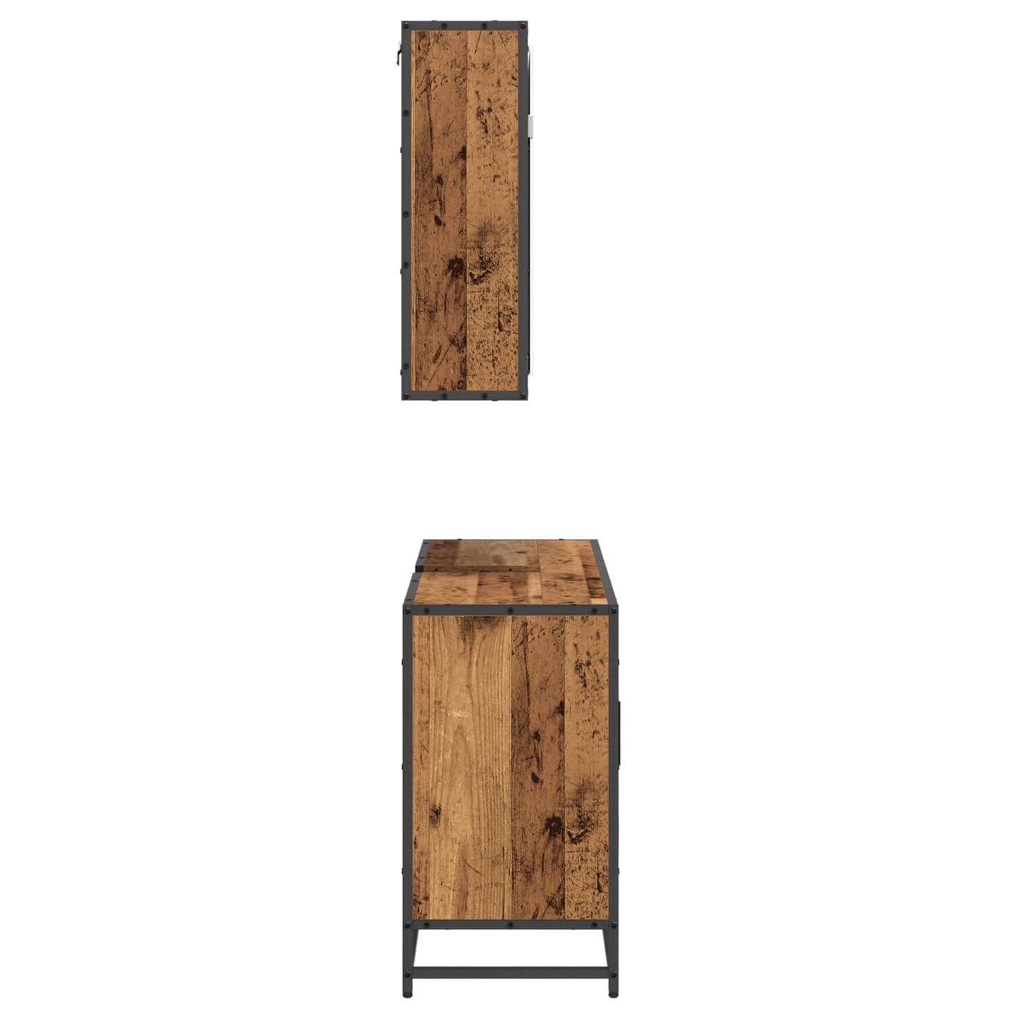 vidaXL Badezimmermöbel-Set mit Regal 2 pcs Altholz Holzwerkstoff