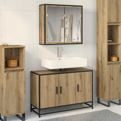 vidaXL Badezimmermöbel-Set mit Regal 2 pcs Artisan-Eiche Holzwerkstoff