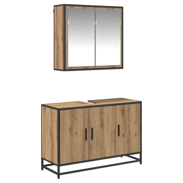 vidaXL Badezimmermöbel-Set mit Regal 2 pcs Artisan-Eiche Holzwerkstoff