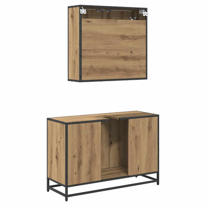 vidaXL Badezimmermöbel-Set mit Regal 2 pcs Artisan-Eiche Holzwerkstoff