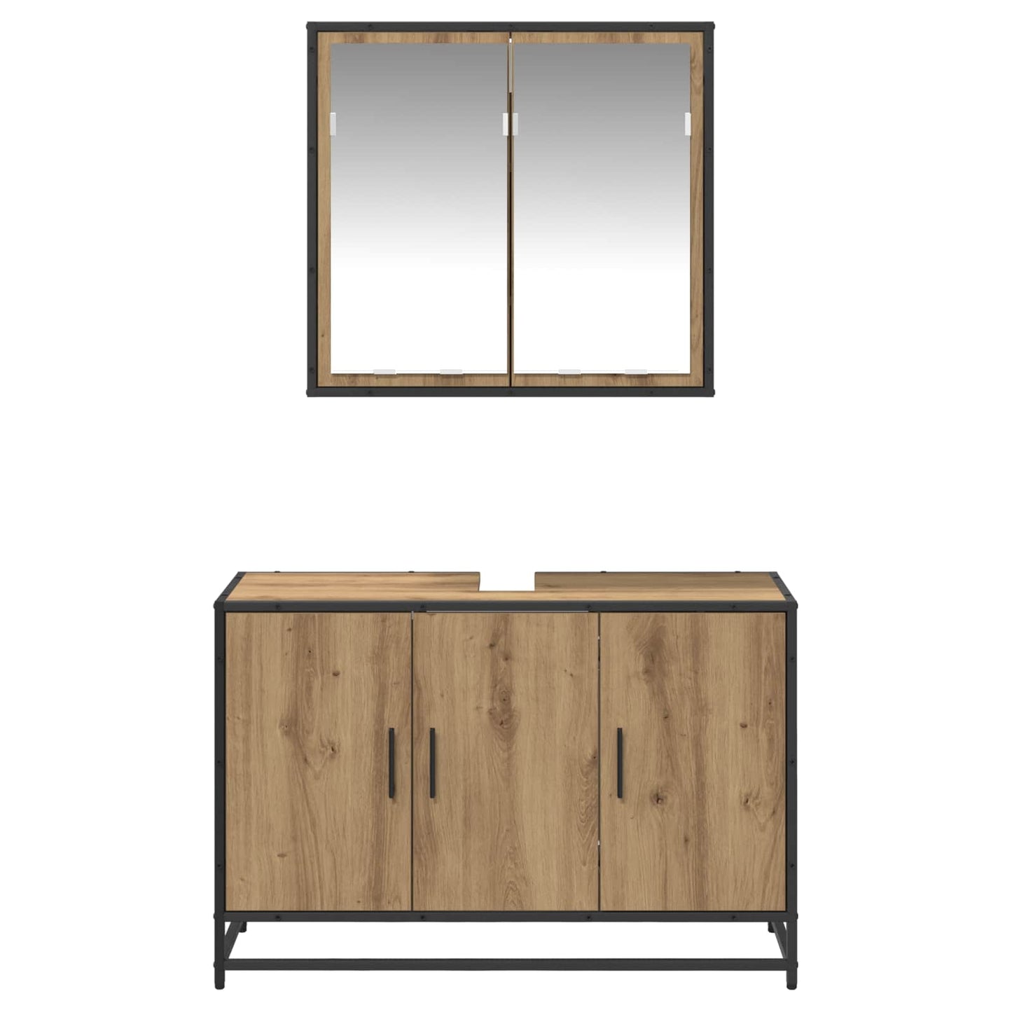 vidaXL Badezimmermöbel-Set mit Regal 2 pcs Artisan-Eiche Holzwerkstoff